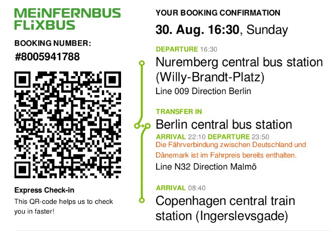 Bus itinerary from Meinfernbus